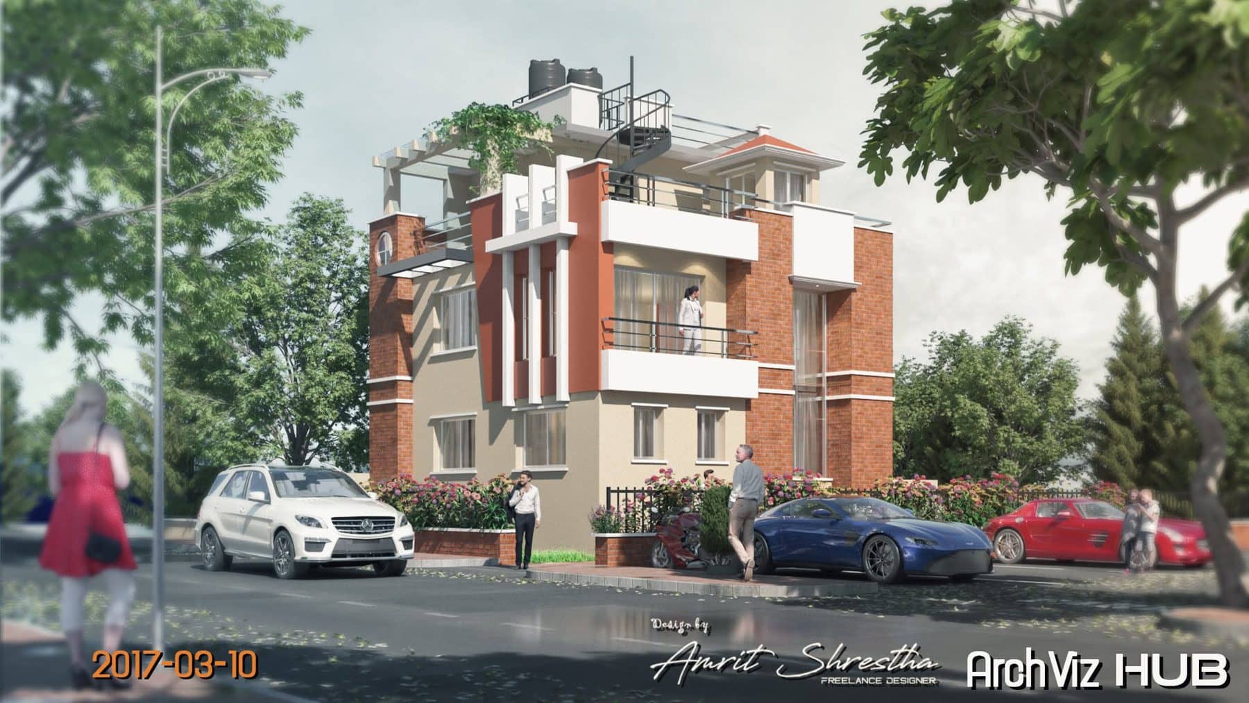 Modern residence street view