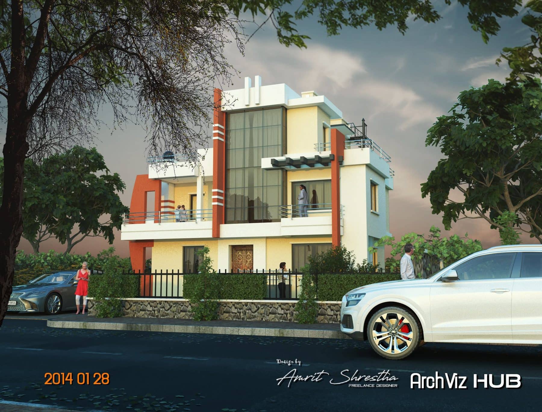 Modern residence with garden