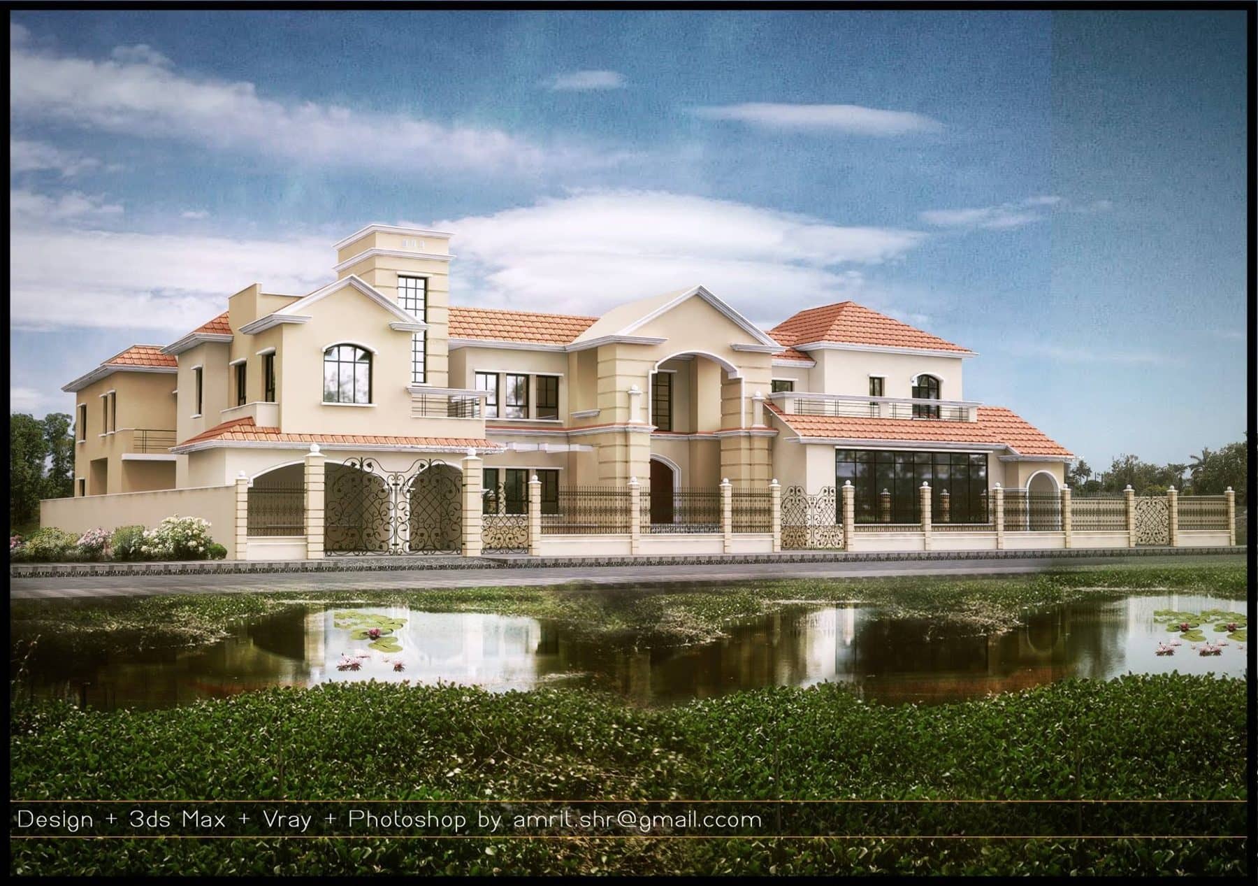 Villa by a pond